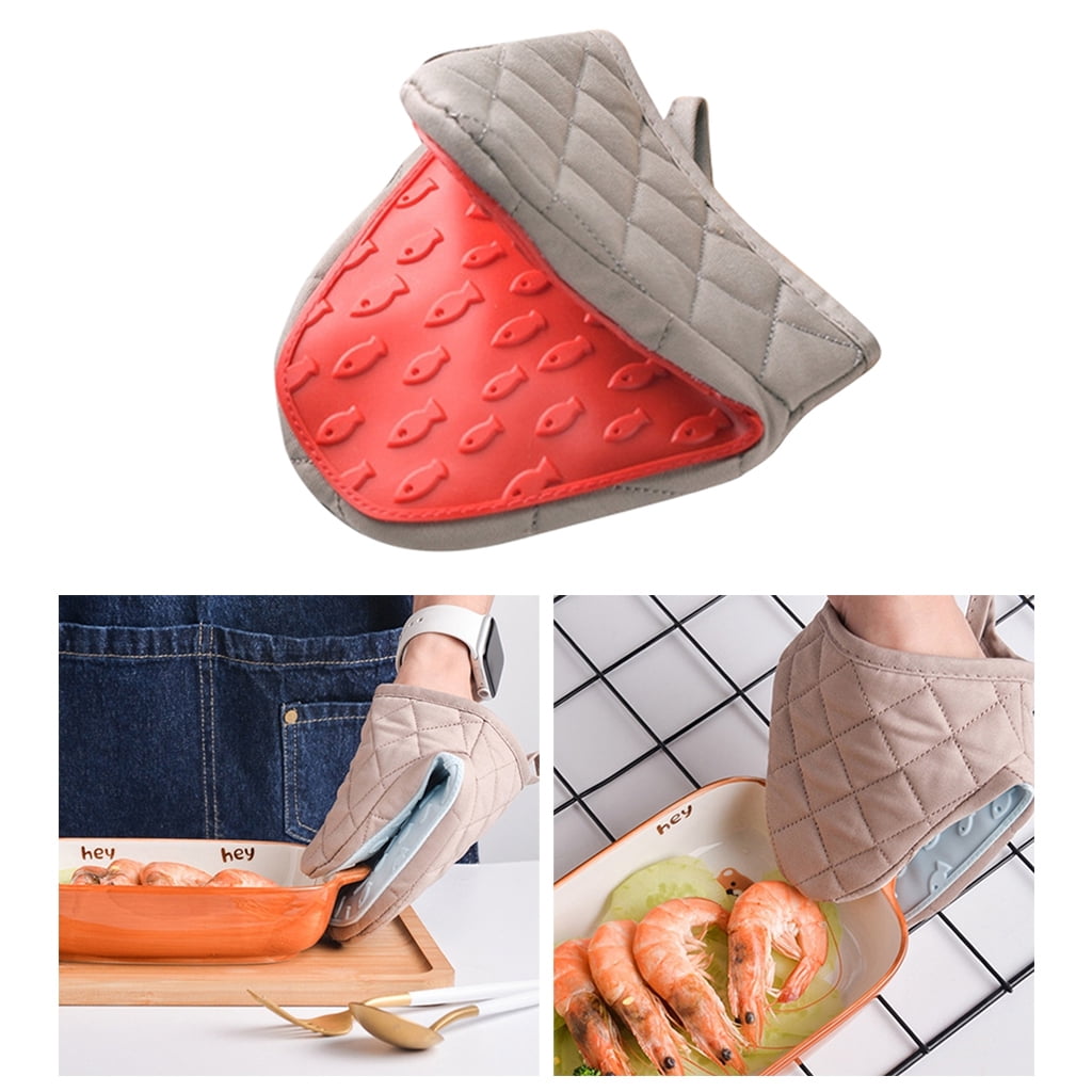 Mini Silicone Oven Mitts, Pot Holders Sets for Kitchen Heat Resistant Small AntiScald Gloves