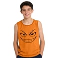 thumbnail image 4 of Xdegoge Little Boys Funny Graphic Shirts Cute Creepy Evil Grin Face Print Sleeveless Casual Playwear School Tops Comfy Stretchy Daily Outfits Youth Summer Apparel, 4 of 6