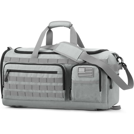 3-in-1 Travel Duffle Bag for Men and Women, 50L Large Gym Sports Bags Tactical Military Duffle Backpack with Shoes Compartment and Wet Pocket (Grey)