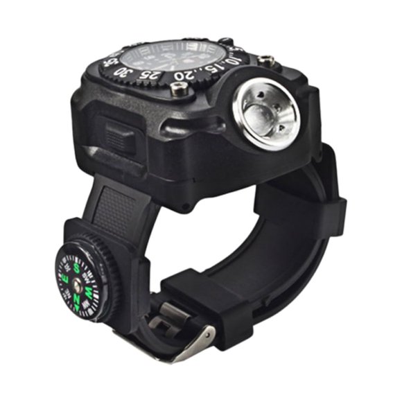 Miangastore LED Torch Wrist Light Watch Outdoor Multifunctional Watch Light Waterproof Watch Flashlight with Compass for Running Hiking Camping (Black)