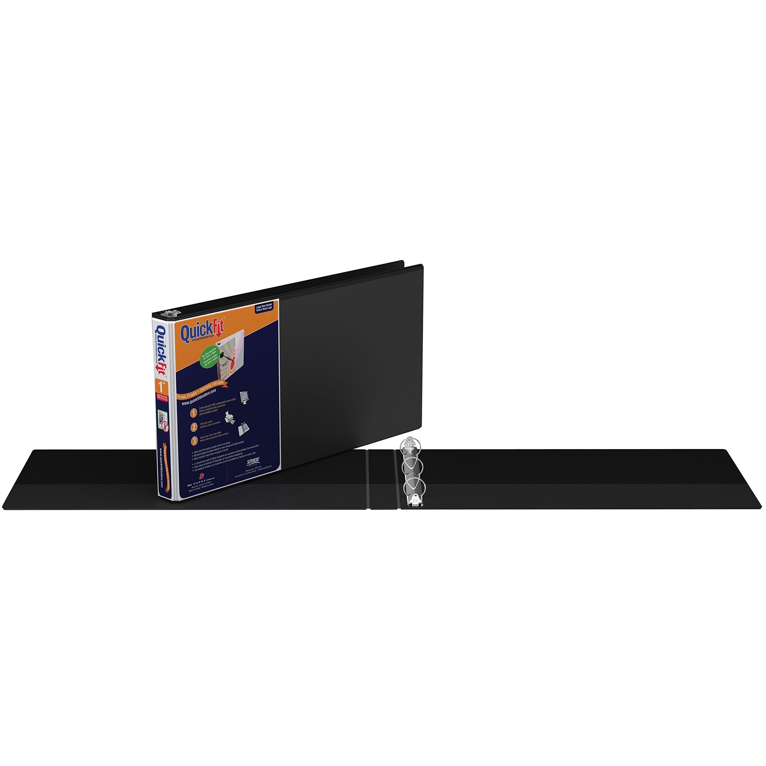 Stride QuickFit Landscape Spreadsheet 3 Round Ring Binder 14 x 8.5 Black 95011L