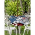 thumbnail image 2 of Outdoor Tablecloth with Umbrella Hole and Zipper, Red Christmas Round Table Cloth 54 Inch Waterproof Tablecloth, Xmas Tree Snowman Bear Snowfall Plaid Picnic Table Cover for Patio Camping, 2 of 7
