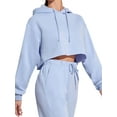 thumbnail image 3 of Arvbitana Women Teen Girls Cropped Hoodies Solid Color Drawstring Hooded Pullovers Long Sleeve Casual Workout Short Sweatshirts Fashion Tops, 3 of 5