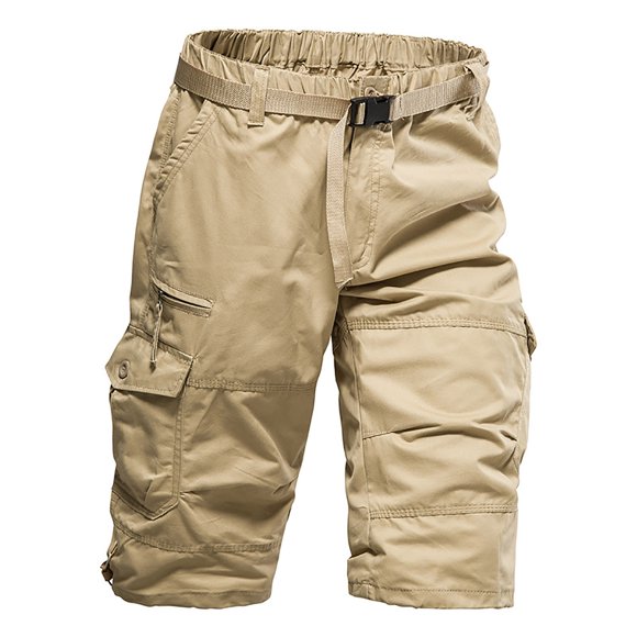 BEFOKA Mens Casual Pants Clearance,Summer Cargo Pants for Mens,Summer Loose Casual Pants Shorts Men's Straight Cut Cropped Pants Youth Cotton Breathable And Wear