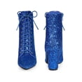 thumbnail image 5 of BLISSFUL STEP Glitter Pointed Toe Block Heel Ankle Boots for Women Royal Blue 7, 5 of 6