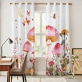 thumbnail image 4 of Pink Mushroom Kitchen Curtains 84 Inch Length, Spring Botanical Summer Floral Elegant Grommet Top Bedroom Living Room Curtains, Light Filtering Cafe Curtain Drapes 2 Panels Set 84''x84'', 4 of 9