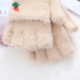 thumbnail image 5 of Baqcunre Warm Gloves, Winter Thickened Warm Flip Up Fingerless Gloves for Students Riding Writing Women's Wool Half Finger Gloves Thermal Insulation Warm Convertible Mittens Cover,, 5 of 9