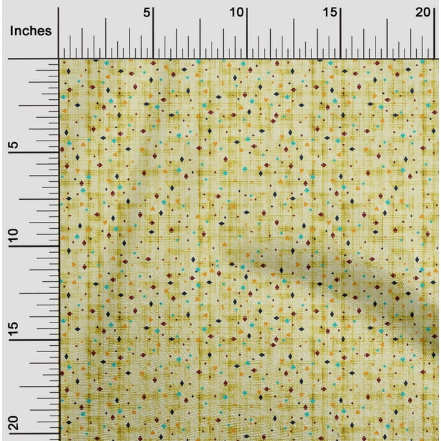 oneOone Rayon Yellow Fabric Poker Card Symbol & Texture Sewing Material Print Fabric By The Yard 56 Inch Wide