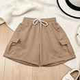 thumbnail image 6 of Girls Athletic Shorts Basic Classic Soft Shorts Loose Comfortable Kids Summer Clothing Khaki 15-16 Years, 6 of 7