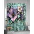 thumbnail image 5 of Fsddascl Purple Floral Shower Curtain Set - 72" x 78" Washable Bathtub Curtain with 12 Hooks, Spring Leaves Botanical Vintage Walls Waterproof Fabric Stall Shower Curtains for Bathroom/Bathtub, 5 of 6