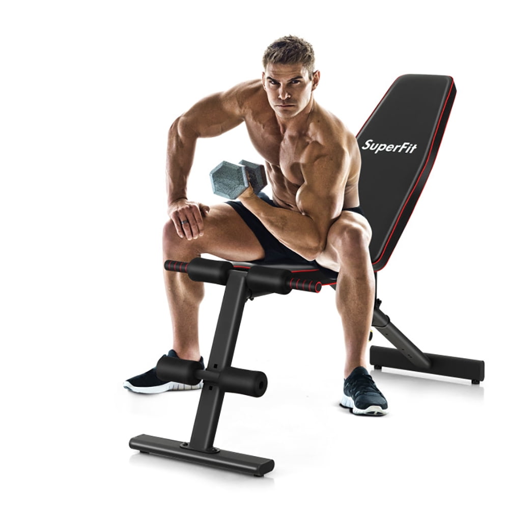 Topcobe Adjustable Weight Bench Strength Training Bench for Full Body Workout, Workout Bench Press Set for Home Gym Strength Training, Black