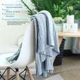 thumbnail image 2 of PiccoCasa Cotton Throw Blanket Cable Knit Decorative Blanket, Light Blue 50"x60", 2 of 7