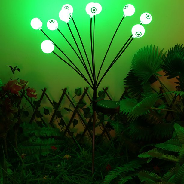 Decoración de Halloween, globo ocular verde, luz de luciérnaga oscilante, luz solar de jardín 6/8/10LED