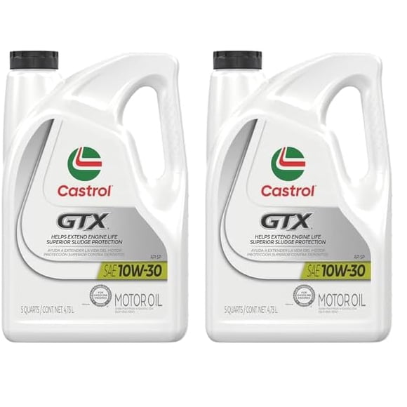 Aceite de motor Castrol GTX 10W-30 convencional de 4,7 L (5 cuartos de galón) x2