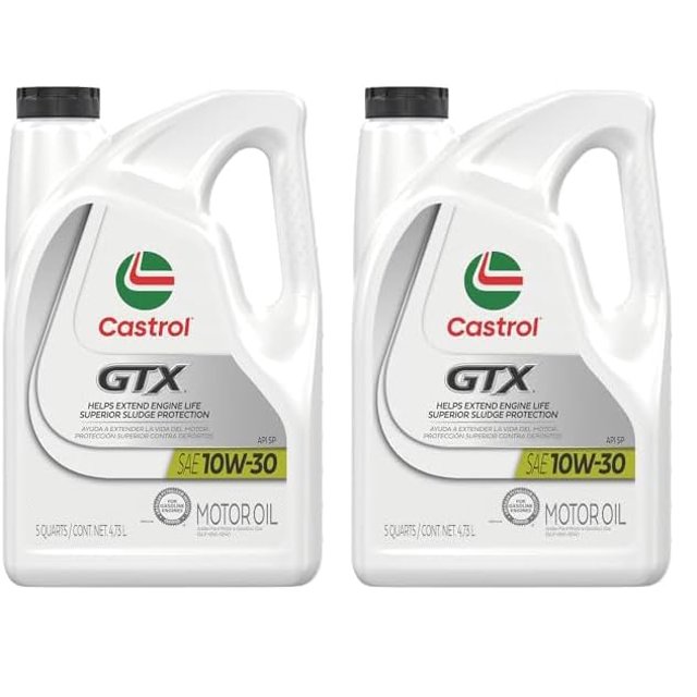 Aceite de motor Castrol GTX 10W-30 convencional de 4,7 L (5 cuartos de galón) x2