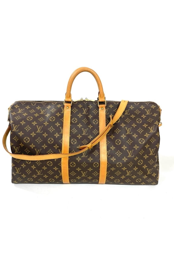 Pre-Owned Louis Vuitton Keepall 55 Bandoulire Boston Bag, Monogram Canvas, M41414, Brown,...