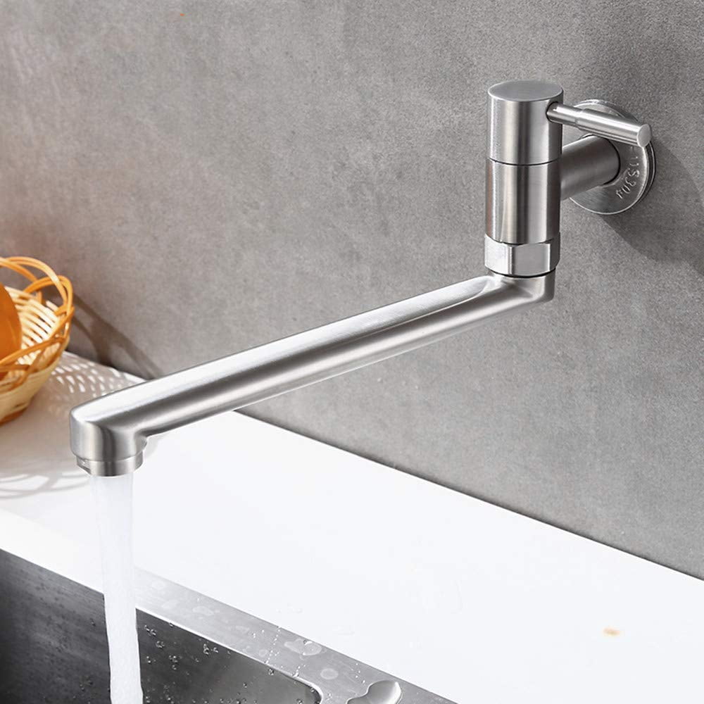 Stainless Steel Garden Outdoor Cold Water Tap Kitchen Sink Faucet Bar Rotatable Washing Faucets