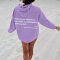 thumbnail image 4 of Clearance Sales Today Deals Prime Hoodie Women Women's Solid Color Long Sleeved Letter Printed Hooded Sweater, 4 of 5