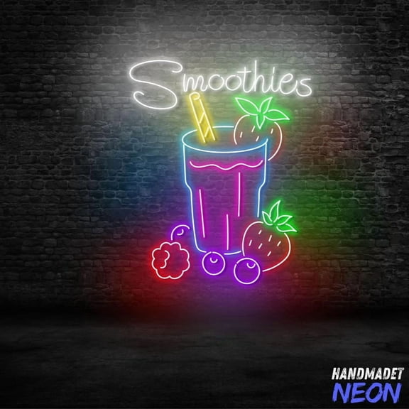 Handmadetneonsign Smoothies Neon Sign, LED Wall Light for Smoothie Shop, Juice Bar, Open Sign, Fruit Smoothie Decor 133575