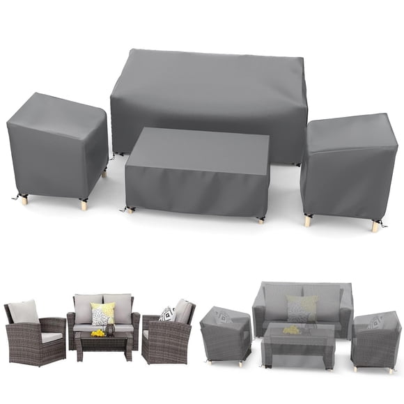 Funda para muebles de patio STARTWO, set de 4 piezas impermeable, gris