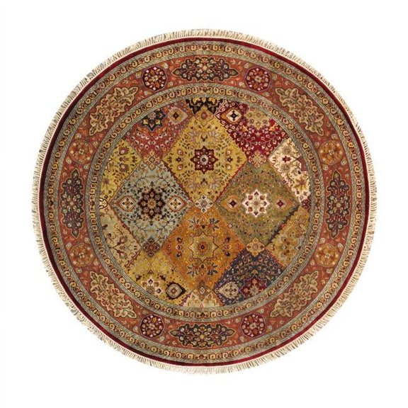 Pasargad Home PSK-2 RED 6X6 Baku Collection Hand-Knotted Lamb's Wool Area Rug- 6 ft. 0 in.  X 6 ft. 0 in.