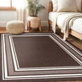 thumbnail image 3 of Beverly Rug Indoor Bordered Area Rugs, Non Slip Rubber Backing Modern Living Room Area Rug, Brown, 5'x7', 3 of 10