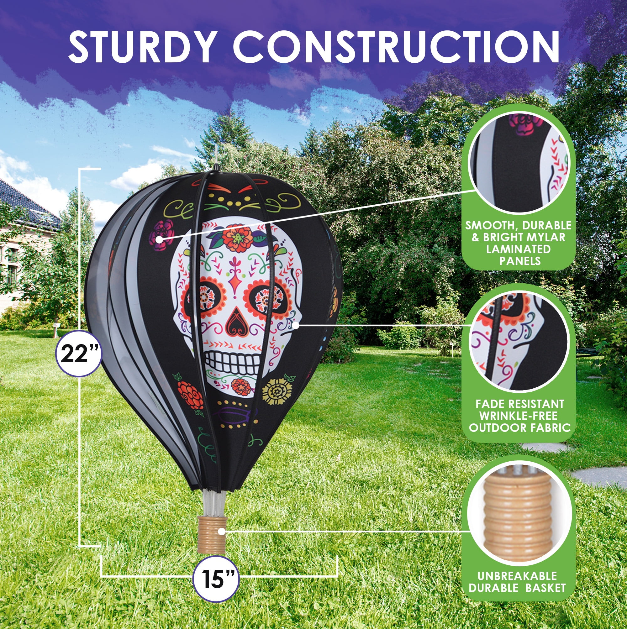 Premier Kites Hot Air Balloon - Black Day Of The Dead