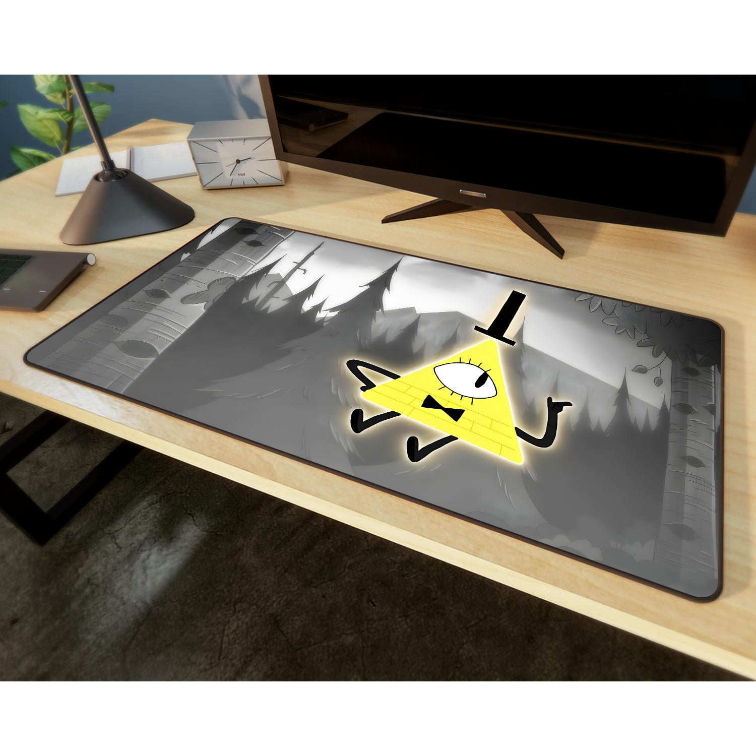 Bill Cipher Gaming Mouse Pad, Extended Desk Mat with Gravity Falls-Inspired Design, Anti-Slip Rubber Base