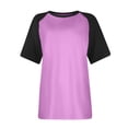 thumbnail image 5 of Timegard Hauts Grande Taille pour Femmes Col Rond Épaules Tombantes Bloc de Couleur Décontracté Confortable T-Shirts à Manches Courtes, 5 of 5
