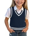 thumbnail image 2 of Kaemgyyd 0-15 T Girl's Sweater Infant Vest Tops Fall V Neck Sleeveless Pullover Cute Color Block Cable Knit Toddler Clothes, 2 of 6