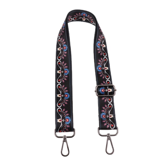 Ethnic Style Adjustable Bag Strap Replacement Colorful Handbag Purse Handle Shoulder Belt , 1.5inch Wide Gunmetal