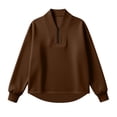 thumbnail image 7 of Smsaxvxz Womens Sweatshirts Half Zip Pullover Casual Long Sleeve Lightweight Sweatshirts Tops Fall Fashion Clothes 2026 Brown XL, 7 of 7