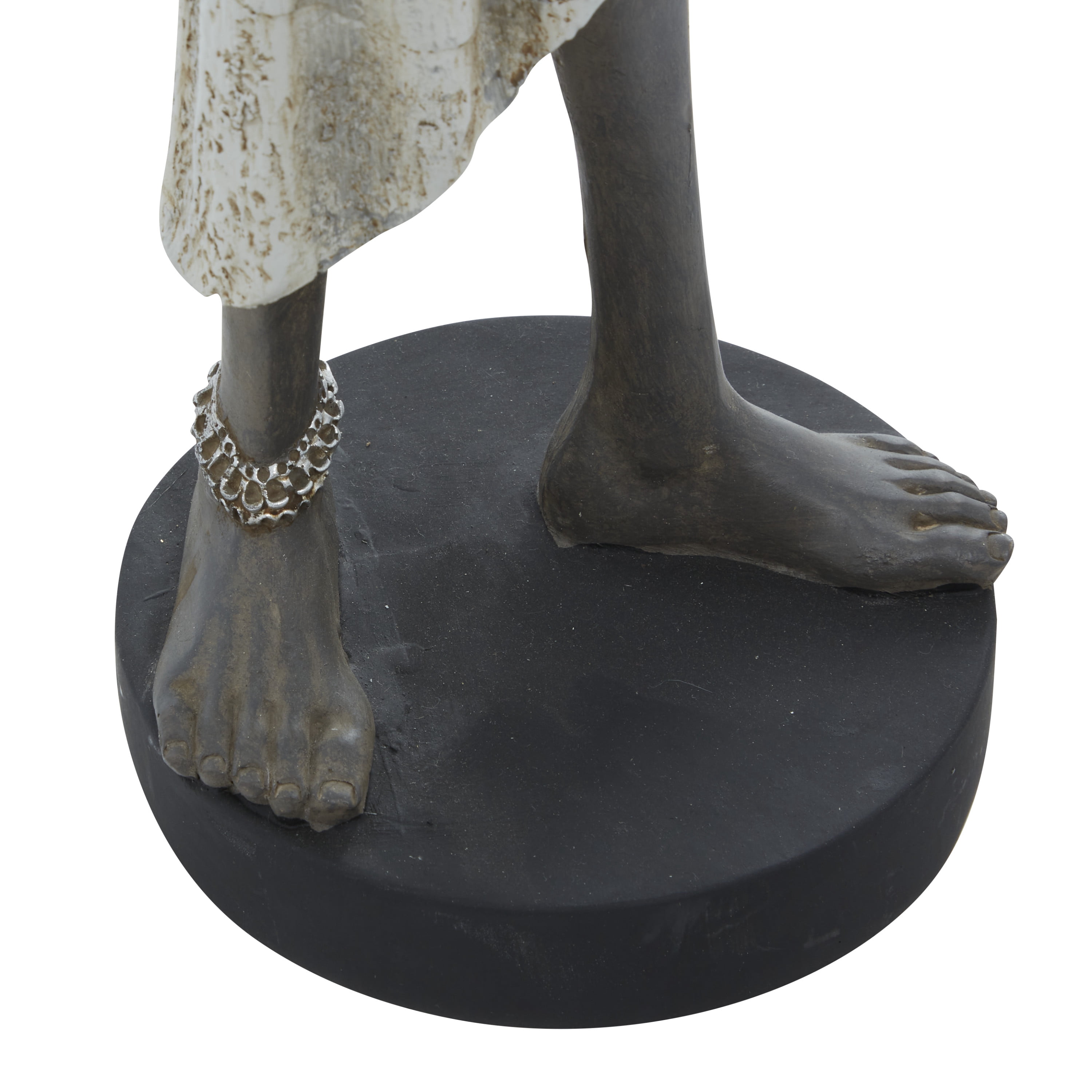 15", 20", 24"H White Polystone Standing African Woman Sculpture with Intricate Jeweled Details, by DecMode (3 Count)