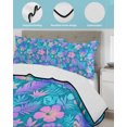 thumbnail image 3 of Twin XL Quilt Bedding Set, Blue Tropical Plants Reversible Summer Quilt 3 Pieces, Rustic Palm Leaves Jungle Flowers Lightweight Bedspreads Coverlets with 2 Pillow Shams for All Seasons, 3 of 5