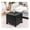 Black, variant on Modern Tufted Faux Leather Storage Ottoman with Wheels | 18.8" Square Rolling Footrest Stool & Vanity Seat for Living Room, Bedroom, Dorm | Hinged Lid, Black