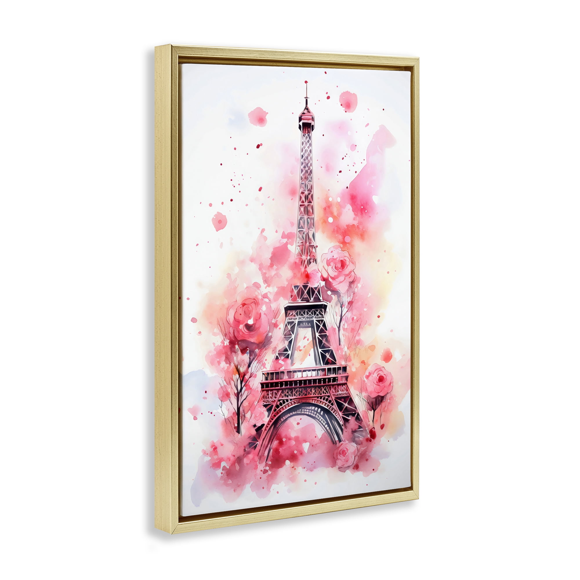 Stupell Industries Eiffel Tower In Roses Gold Framed Floater Canvas Wall Art, design by Creative Studio