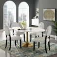 thumbnail image 2 of Modern Deco Contemporary Urban Design Kitchen Dining Room Dining Table, Metal Steel Wood, Gold White, 2 of 4