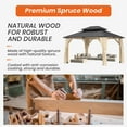 thumbnail image 5 of 11’x13’ Outdoor Wooden Gazebo - Outdoor Patio Gazebo with Galvanized Steel Double Roof, Cedar Wooden Frame Pavilion with Netting and Curtains, Pergolas for Garden, Lawn, Poolside, Backyard Deck, 5 of 7