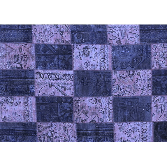 Ahgly Company Indoor Rectangle Patchwork Blue Transitional Area Rugs, 8' x 12'