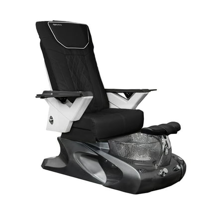 Viggo II FX Shiatsulogic Pedicure Chair Metallic Grey Stylish Pedicure Tub w/ Discharge Pump & Pipe-Less Magnetic Jet Pedicure Spa, Black Cover Set