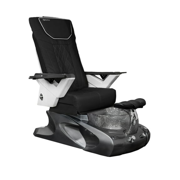 Viggo II FX Shiatsulogic Pedicure Chair Metallic Grey Stylish Pedicure Tub w/ Discharge Pump & Pipe-Less Magnetic Jet Pedicure Spa, Black Cover Set