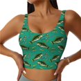 thumbnail image 1 of Fotbe Bass Fish Sujetador Deportivo Largo sin Aros para Mujer con Almohadillas y Soporte Medio, Transpirable y Absorbente, Camiseta Tipo Chaleco o Tank Top-Small, 1 of 8