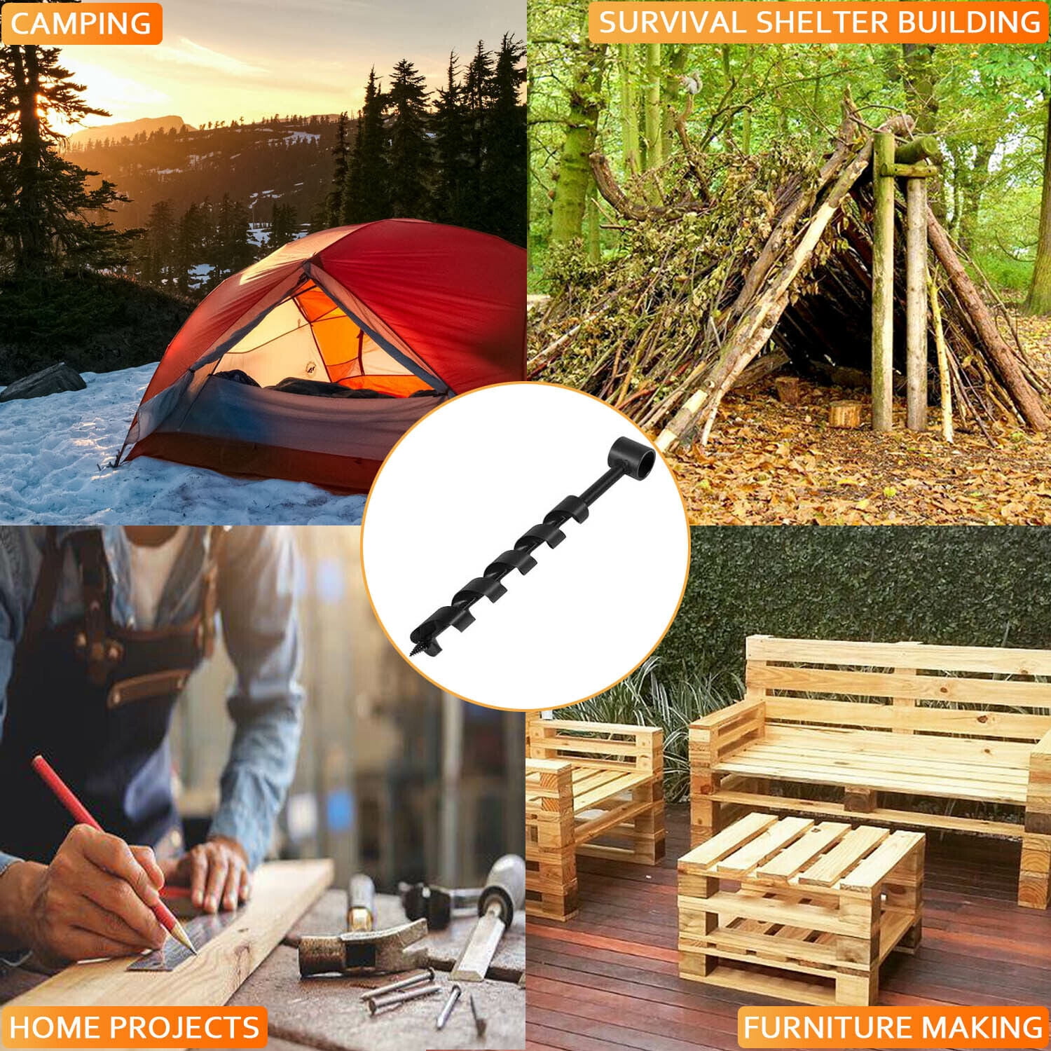 Scotch Eye Wood Auger Drill Bit For Camping Survival And Bushcraft Backpack Tool