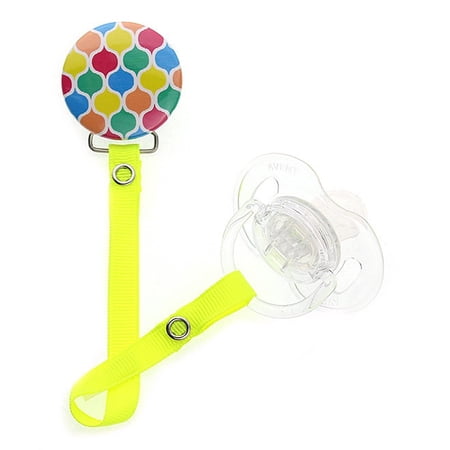 Bright Neon Yellow Moroccan Tile Pacifier Clip