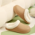 thumbnail image 3 of Mules Slippers for Women Men Winter Fuzzy Lined Waterproof Indoor Outdoor Slip on Shoes Casual Warm Memory Foam Platform Slides Khaki Size 9, 3 of 5