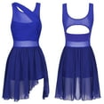 thumbnail image 2 of Miaeowve Women's Lyrical Dance Dress Ballerina Sleeveless Chiffon Asymmetric Skirted Leotard Performance Dancewear Royal Blue XXL, 2 of 7