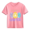 thumbnail image 2 of SERTG Girls Easter Floral Bunny Print Short Sleeve T Shirt Soft Lightweight Crew Neck Tee Casual Regular Fit Breathable Comfortable Spring Top Fashion Holiday T Shirt(Pink#1,3-4 Years), 2 of 8