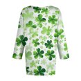 thumbnail image 4 of St.patrick Day Plus Size Women T-Shirts 3/4 Sleeve Round Neck Lucky Irish Shamrock Printed Casual T-Shirt Funny Party St Patricks Day Holiday Shirts, 4 of 6