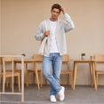 thumbnail image 6 of Mens Cardigan Sweater Waffle V Neck Button Down Cardigan Long Sleeve Cardigans Open Front Lightweight Casual Loose Blouse White 5XL, 6 of 6