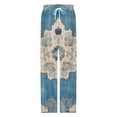 thumbnail image 4 of Blue Floral Medallion Rug Pajama Pants Loose Pajamas Female Breathable Home Trousers Leisure Sleeping Pants Large Size, 4 of 6